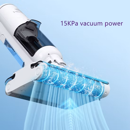 Esfregador de chão com poder de sucção 16000PA para capturar toda a sujeira e detritos