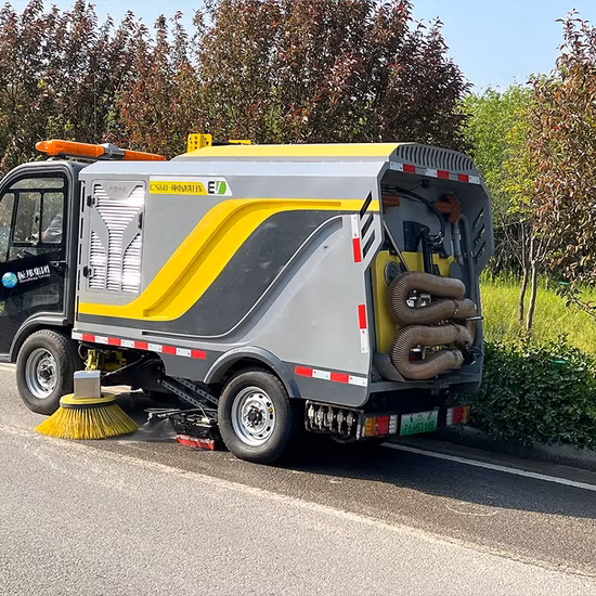 Varredor de estrada de cabine com design de rua com operação a bateria (S1900ED) para limpeza de piso pavimentado de tijolos de estradas e jardins